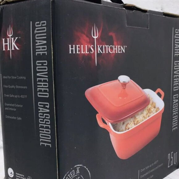 Gordon Ramsey 2.5 Qt Square Covered Red Stoneware Casserole - Picture 4 of 4